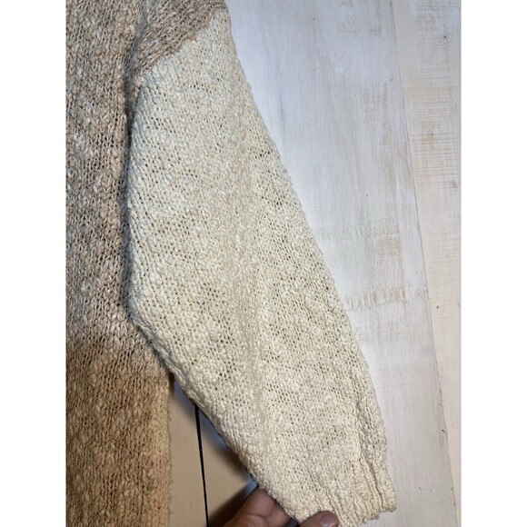 Vtg 90s Bonnie & Billy Tan Floral Appliqué Chunky Knit Sweater Cottage Fairy - Picture 10 of 10